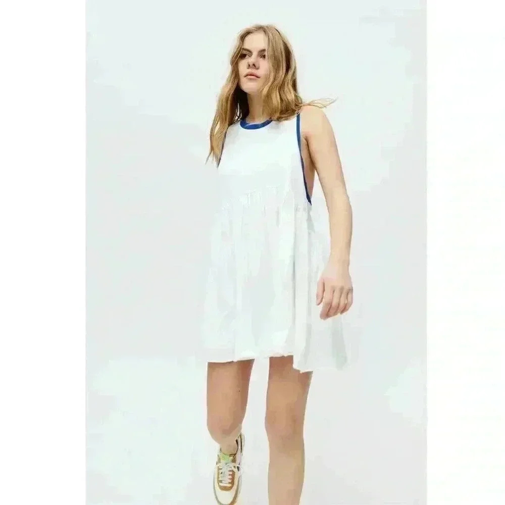 Urban Outfitters UO Hadley Contrast Trim Mini Dress Racerback White Size XS